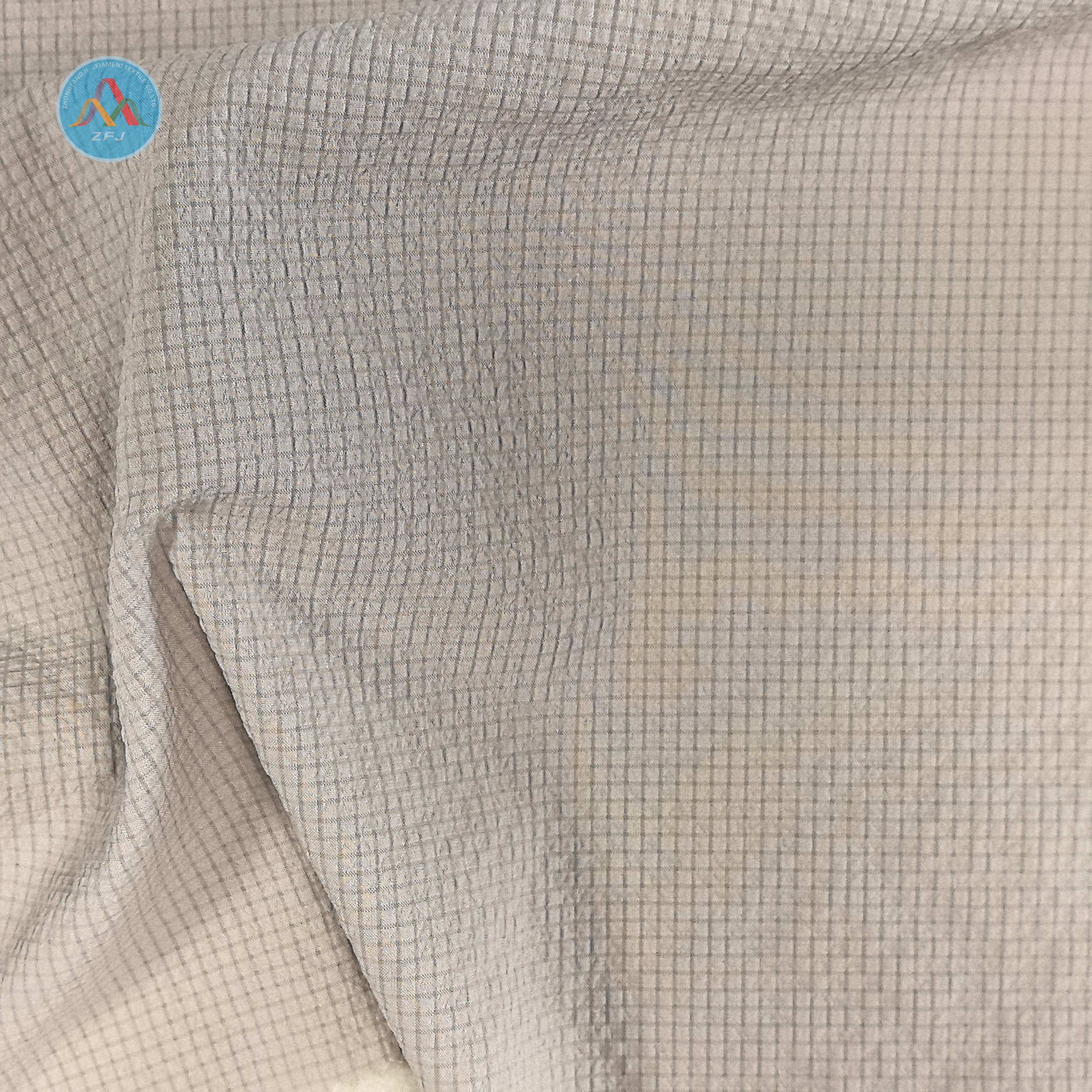 100% Polyester Crinkled Plaid Fabric for Shirt And Shorts