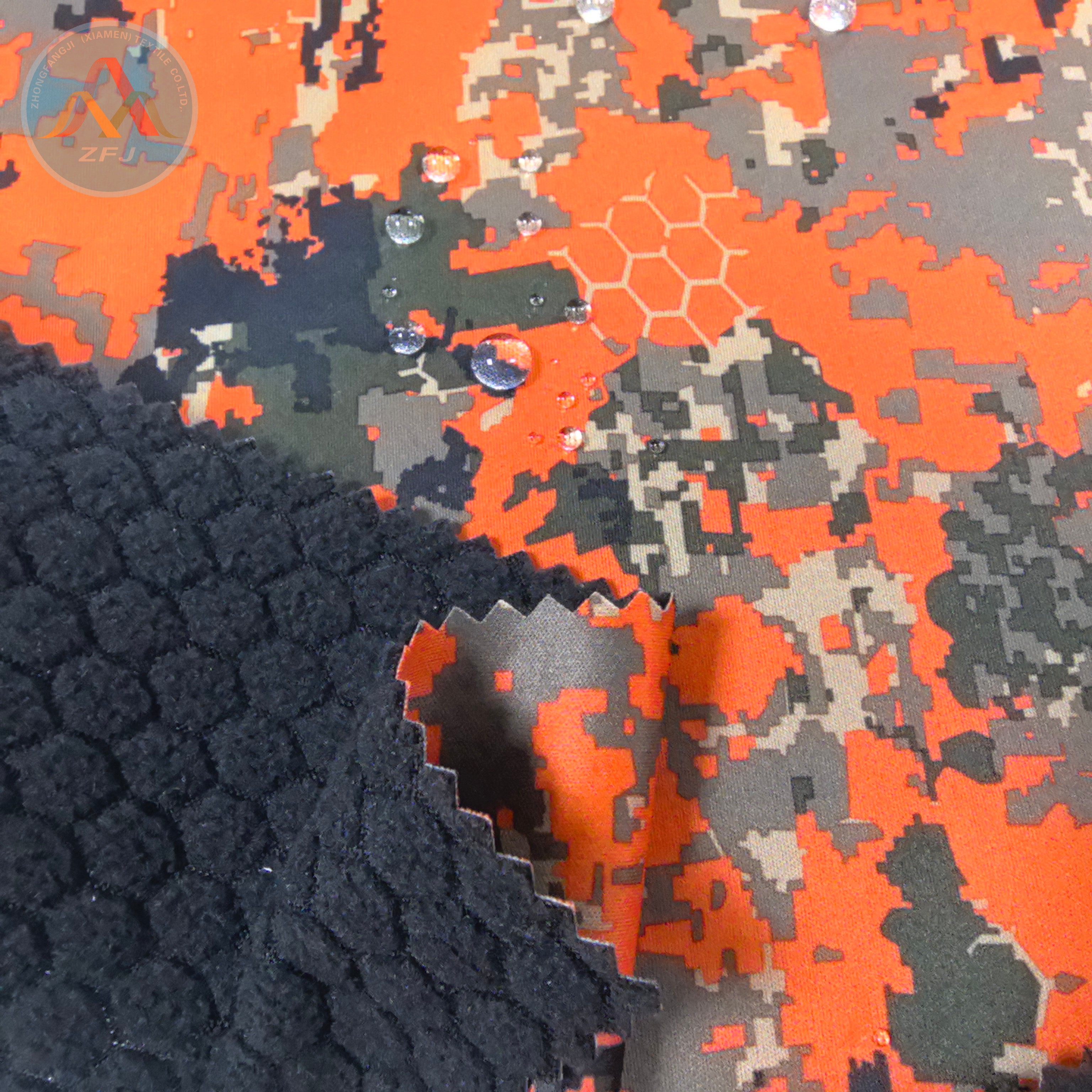 Printed Knitted Fabric Laminated with TPU And Jacquard Fleece Fabric for Waterproof Jackets