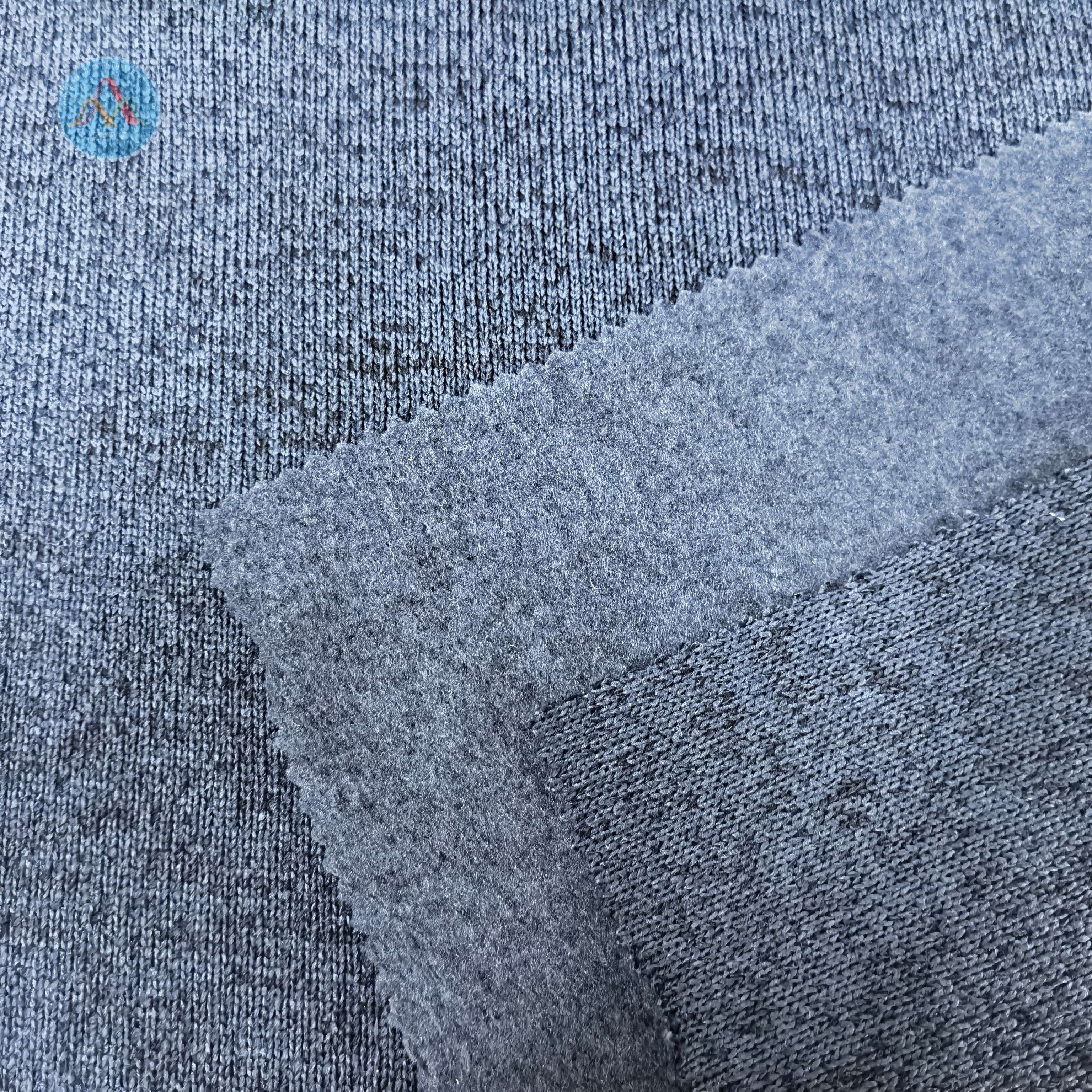 100% Polyester 280gsm Cationic Two-tone Brushed Jersey Fabric