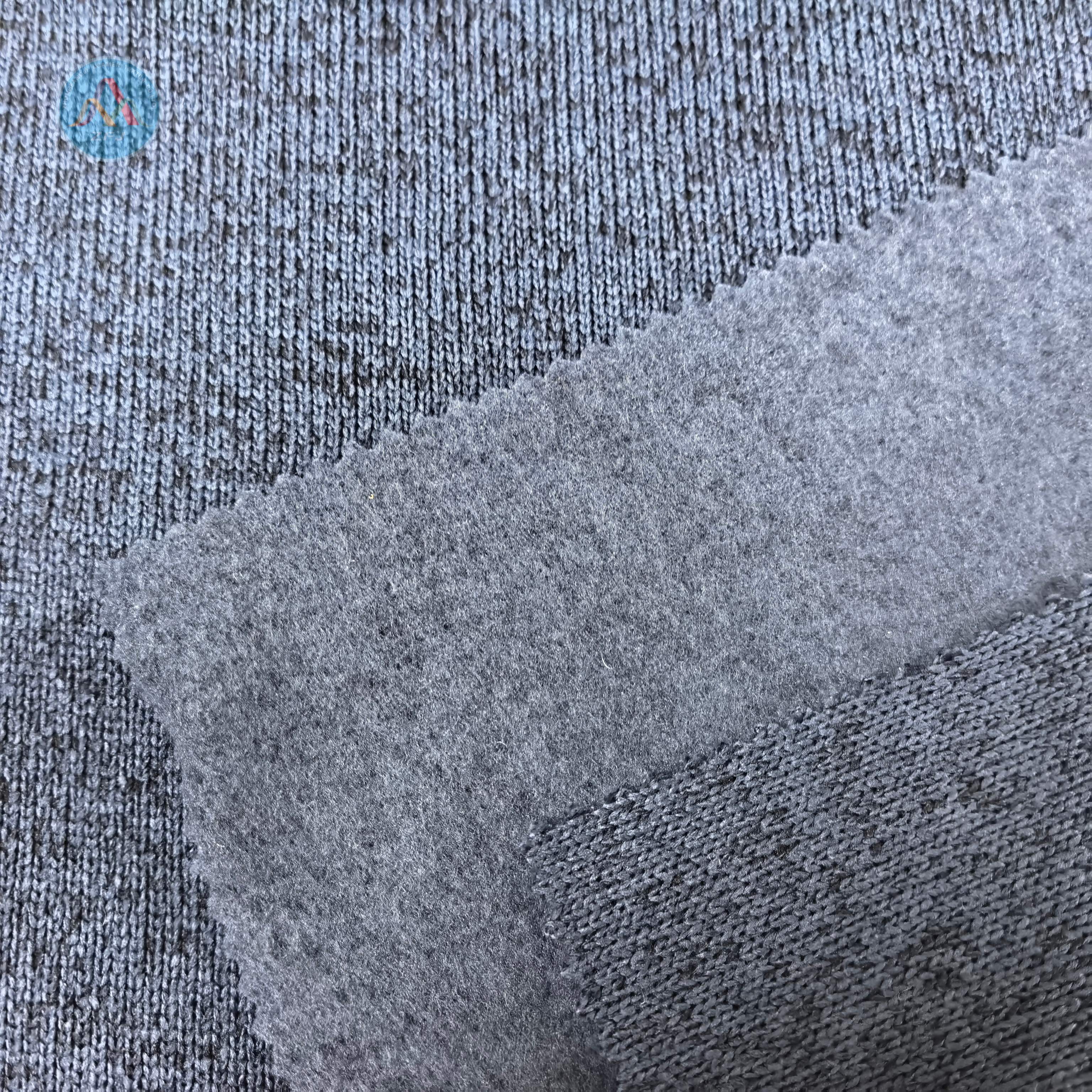 100% Polyester 280gsm Cationic Two-tone Brushed Jersey Fabric