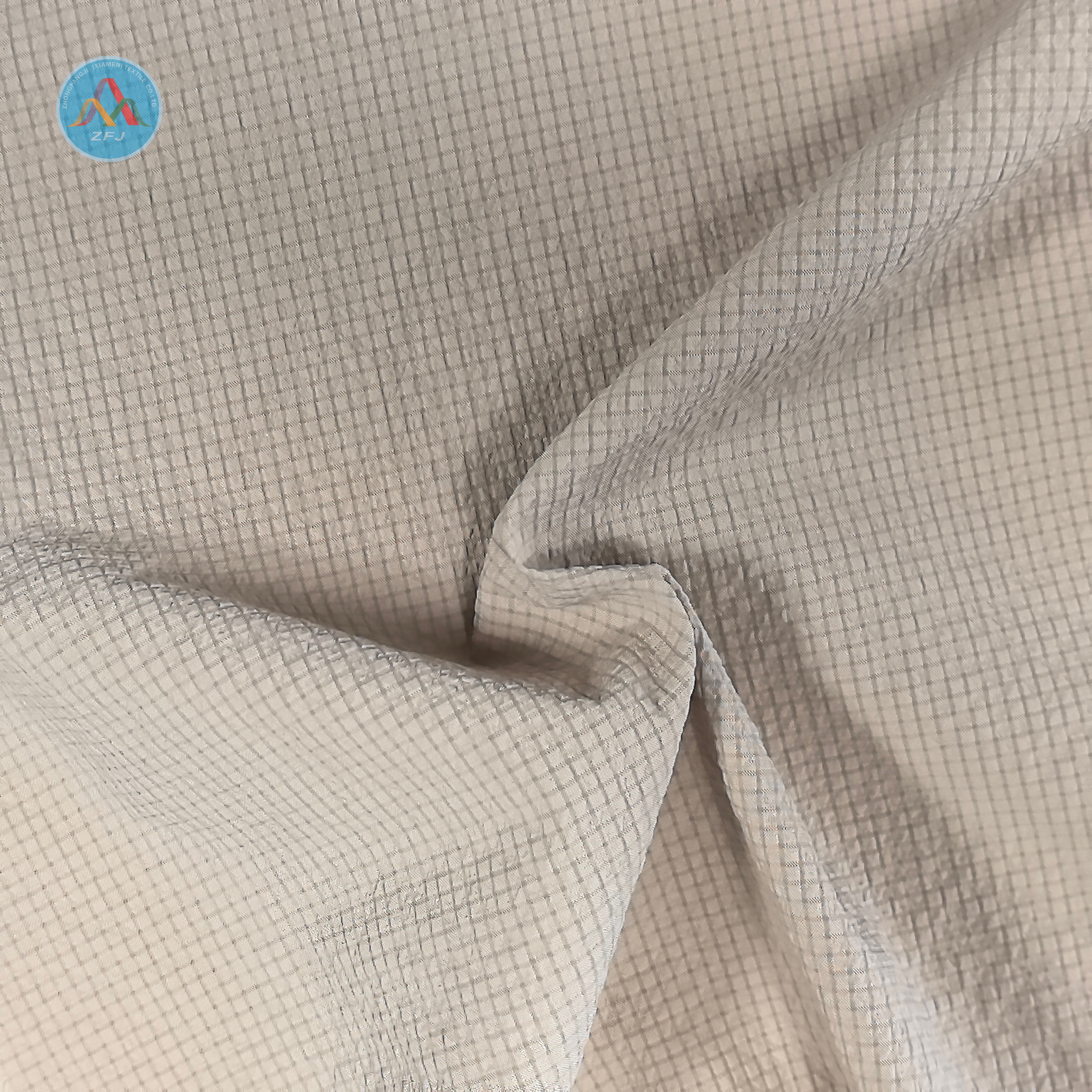 100% Polyester Crinkled Plaid Fabric for Shirt And Shorts