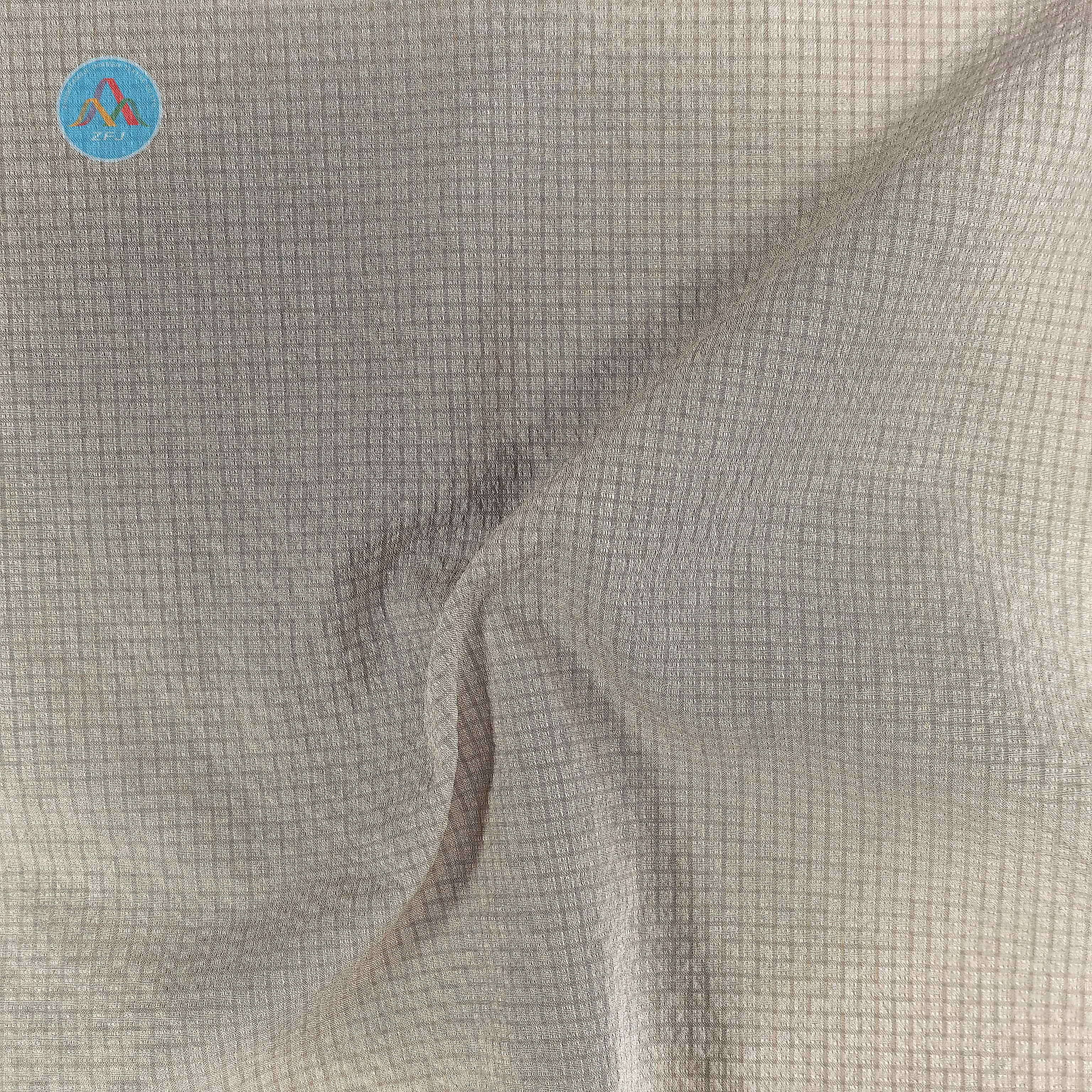 100% Polyester Crinkled Plaid Fabric for Shirt And Shorts