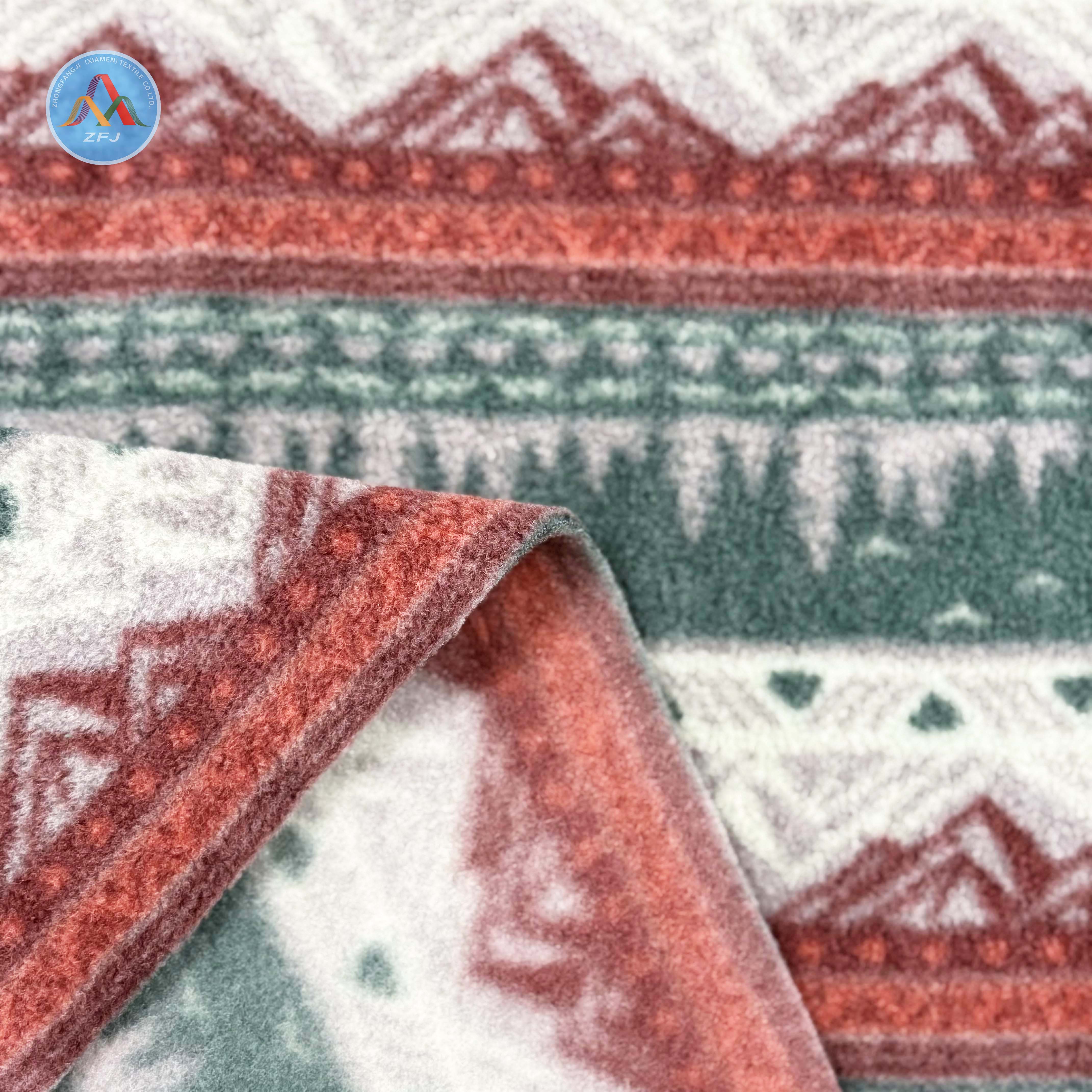 Printed Anti Pilling Polar Fleece Fabric Fluffy Texture for Stylish Winter Hoodies And Jackets