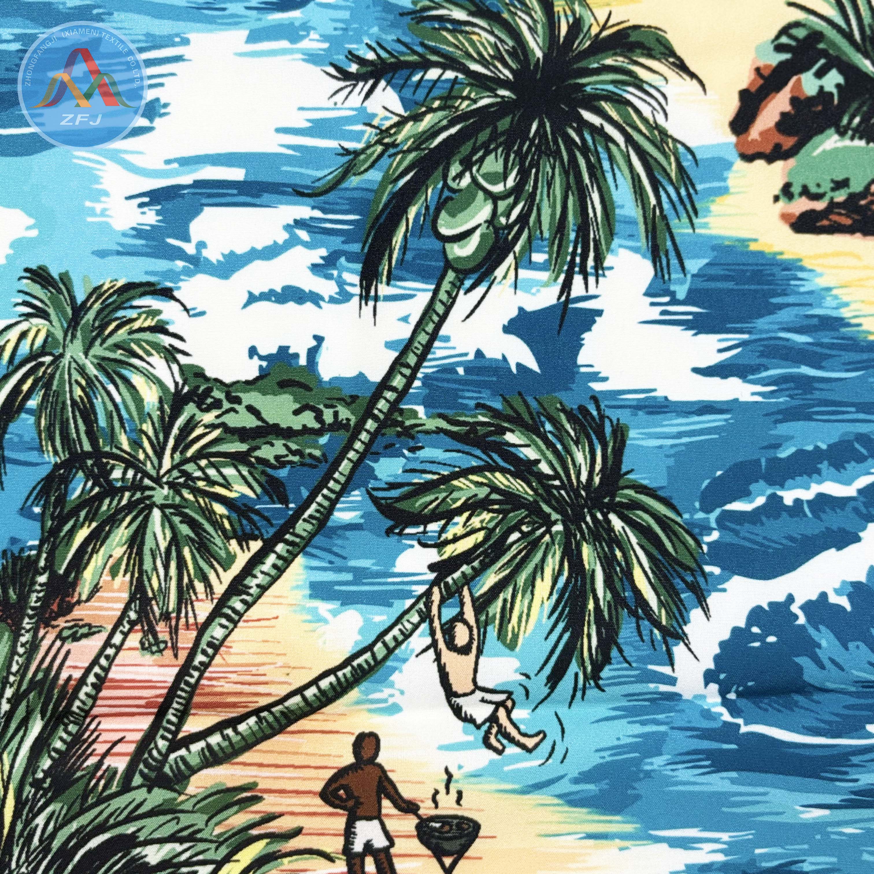 Versatile Printed Four Way Stretch Knit Fabric Light As Feather Chlorine Resistant for Beach Cover
